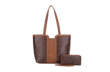 Image of Jessie &amp; James Cassidy Concealed Carry Tote Bag w/Tooling, Matching Wallet, Lt Brown, SMC60223S LBR/BR