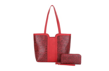 Image of Jessie &amp; James Cassidy Concealed Carry Tote Bag w/Tooling, Matching Wallet, Red, SMC60223S RD/RD
