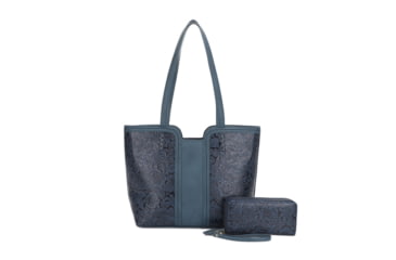 Image of Jessie &amp; James Cassidy Concealed Carry Tote Bag w/Tooling, Matching Wallet, Teal, SMC60223S TL/TL