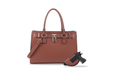 Image of Jessie &amp; James Dina Concealed Carry Lock and Key Satchel CCW Handbag, Brown, AMC23303L BR