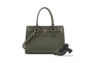 Image of Jessie &amp; James Dina Concealed Carry Lock and Key Satchel CCW Handbag, Dark Green, AMC23303L DGN