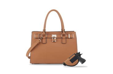 Image of Jessie &amp; James Dina Concealed Carry Lock and Key Satchel CCW Handbag, Tan, AMC23303L TN