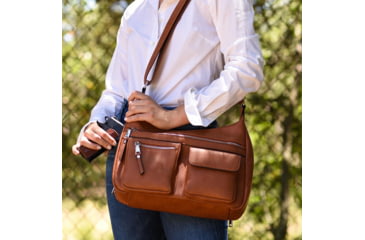 Image of Jessie &amp; James Elle Concealed Carry Hobo Handbag CCW Handbag, Tan, AMC5803L TN