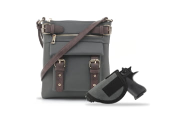 Image of Jessie &amp; James Hannah Concealed Carry Lock and Key Crossbody CCW Handbag, Gray, AMC8535L GY/CF