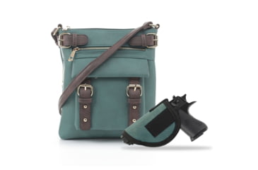 Image of Jessie &amp; James Hannah Concealed Carry Lock and Key Crossbody CCW Handbag, Turquoise, AMC8535L TQ/CF