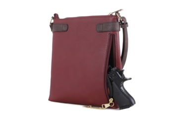 Image of Jessie &amp; James Hannah Concealed Carry Lock and Key Crossbody CCW Handbag, Wine, AMC8535L WN/CF