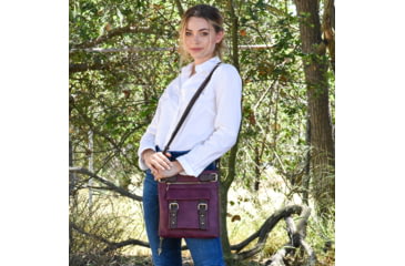 Image of Jessie &amp; James Hannah Concealed Carry Lock and Key Crossbody CCW Handbag, Wine, AMC8535L WN/CF