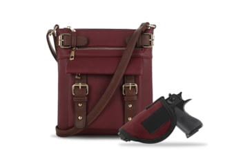 Image of Jessie &amp; James Hannah Concealed Carry Lock and Key Crossbody CCW Handbag, Wine, AMC8535L WN/CF