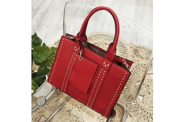Image of Jessie &amp; James Kate Concealed Carry Lock and Key Satchel with Coin Pouch CCW Handbag, Red, AMC4032L RD