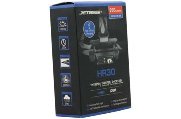 Image of JETBeam HR30 1 x 18650/ 20700/ 2 x CR123A Luminus SST40 N5 LED Rechargeable Headlamp, 950 Lumens, Black, HR30