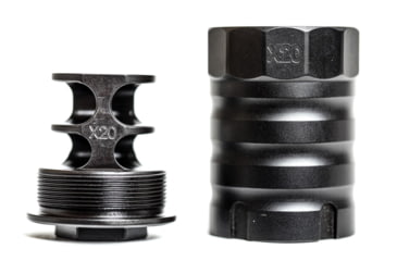 Image of JMac Customs 2C 1/2-28 X20 2-Port Muzzle Brake with Wolfman Suppressor Mount, RRD-2C-28S-X20