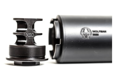 Image of JMac Customs 2C 1/2-28 X20 2-Port Muzzle Brake with Wolfman Suppressor Mount, RRD-2C-28S-X20