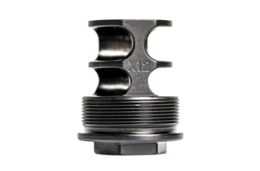 Image of JMac Customs 2C 5/8-24 X12 2-Port Muzzle Brake with Alpha Suppressor Mount, Black, RRD-2C-30S-X12