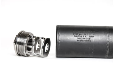 Image of JMac Customs 2C 5/8-24 X12 .45 Cal 2-Port Muzzle Brake with Alpha Suppressor Mount, RRD-2C-30S-X12-45