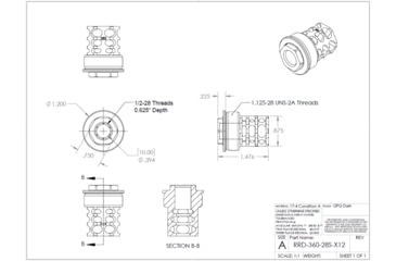 Image of JMac Customs 360 1/2-28 X12 Muzzle Brake with Alpha Suppressor Mount, Black Nitride, RRD-360-28S-X12