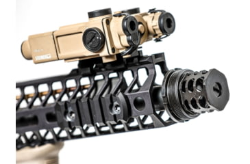 Image of JMac Customs 360 1/2-28 X37 Muzzle Brake with Bravo Suppressor Mount and Blast Shield, Black Nitride, RRD-360-28S-X37+BDS-37