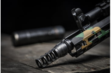 Image of JMac Customs 4C 14-1LH 4-Port Muzzle Brake with KeyMount, Black Nitride, RRD-4C-14F-KM