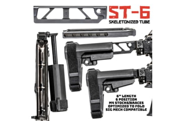 Image of JMac Customs ST-6 Skeletonized Tube, 6in, Black, ST-6