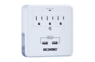 Image of JOBAR Smartphone Charging Station w/USB Outlet Multiplier Dual Surge Protector, White JB7476