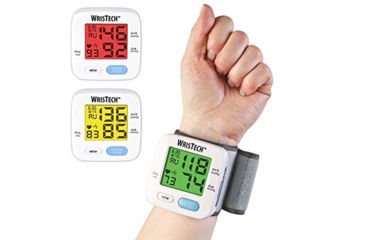Image of JOBAR WrisTech Blood Pressure Monitor with Adjustable Wrist Cuff Color Changing LCD Monitor, White JB7608