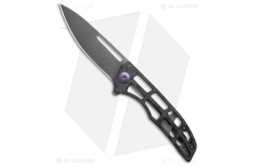 Image of John Gray Custom Folding Knife, 4.00in, Premium Blade Steel, Drop Point Blade, Carbon Fiber, Titanium, Black/Gray/Purple Handle, Black/Gray/Purple/Black, 8.625 inch, BHQ-221534