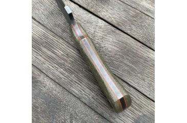 Image of Join or Die Knives Bushcraft 80CrV2 Fixed Blade Knife, 8.75in Overall, 3.75in Black Stonewash 80CrV2 Carbon Steel Blade, Green Canvas Micarta Handle, Leather Belt Sheath, JOD-BC-HC-OG