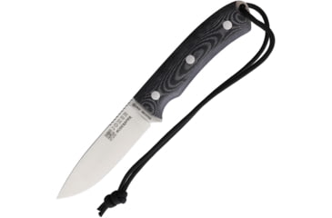 Image of Joker Knives Bushcrafter Fixed Blade Knife, 4.25 satin finish Bohler N695 stainless flat grin, Black micarta handle with red liners, CM120