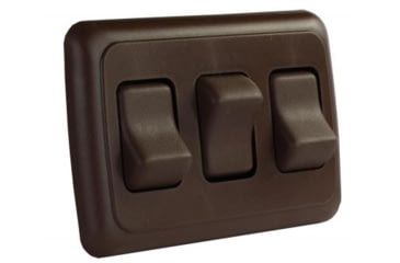 Image of JR Products On/Off Switch With Bezel - Triple Switch, Brown, 12155