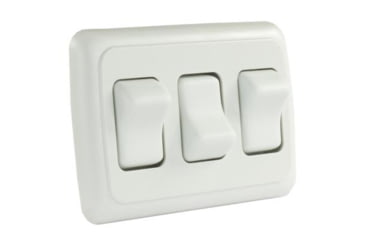 Image of JR Products On/Off Switch With Bezel - Triple Switch, White, 12025
