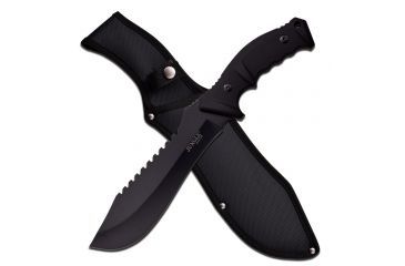 Image of Jungle Master Machete, 15in, Stainless Steel Blade, Black Rubberized Handle JM-032BK