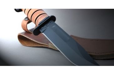 Image of KA-BAR 1317 Dog's Head Utility Knife, 7in, 1095 Cro-Van Clip Point Leather Hndl, 1317