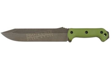 Image of Ka-Bar Knives Becker Clear Coat Combat Fixed Bowie Knife,9.25in Black Clip Point Blade,Zytel Clear Powder Coat,Green Handle 2-0039-7