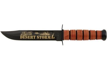 Image of Ka-Bar Knives Desert Storm 15th Anniversary Straight Edge Knife w/ Leather Sheath, USMC, Clampack, BROWN 4-9152CP-8