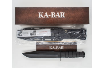 Image of KA-BAR Knives Fighter Straight Edge Fixed Knife, 8in, 1095 Cro-Van, Clip Point, Black Powder Coat, Black, 1269