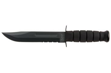 Image of Ka Bar Knives Kb1212 Serrated 7in Black Knife Black Leather Sheath