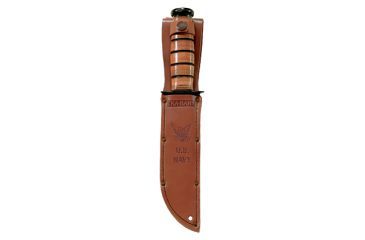 Image of Ka Bar Knives Kb1225s Brown Leather Sheath Only For 1225 Usn Logo