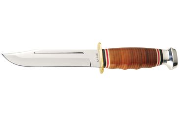 Image of Ka Bar Knives Kb1235 Marine Hunter Stacked Leather Handle Leather Sheath