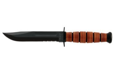 Image of Ka Bar Knives Kb1261 Comboedge Short Ka Bar Usa Leather Handle Leather Sheath