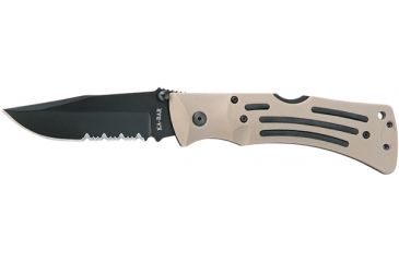 Image of Ka-Bar Knives Mule Folding Serrated Knife w/ Polyester Sheath, Desert Tan, Clampack 4-3053CP-4