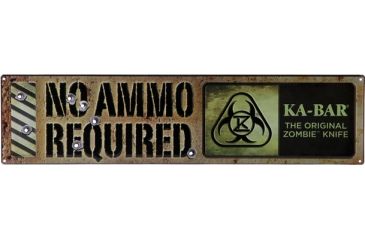 Image of Ka-Bar Knives Original Zombie "No Ammo Required" Sign, BLACK/GREEN 1-5701SIGN-1