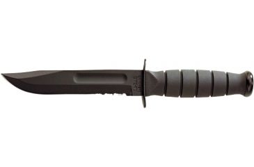Image of Ka-Bar Knives Short Serrated Knife w/ Leather Sheath, Black, Clampack 4-1257CP-8