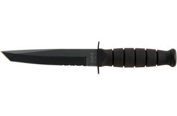Image of Ka-Bar Knives Short Tanto Serrated Knife w/ Leather Sheath, Black, Clampack 4-1255CP-4