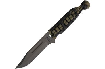Image of KA-BAR Knives Short USA Neck Knife Black/OD Fixed Blade Knife, 4in, 1095 Carbon Steel, Black and OD Green, Cord Wrapped Handle KA1117PC
