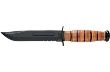 Image of Ka-Bar Knives Utility Serrated Knife w/ Leather Sheath, Army, Clampack 4-1219CP-6