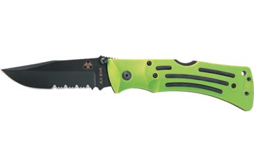Image of Ka-Bar Knives Zombie Mule Folding Serrated Edge Knife w/ Polyester Sheath, Green, Clampack, GREEN 4-3059-2