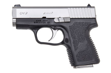 Image of Kahr CM9 Pistol, 9mm Luger, 3in barrel, black polymer frame, textured polymer grip, recoil operated semi-automatic, white bar-dot combat, 6 round magazine, KA-CM9-9MM-3-1-FRRMPG