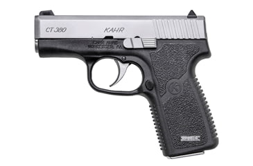 Image of Kahr CT380 Pistol, .380 ACP, 3in barrel, black polymer frame, integrated polymer grip, recoil operated semi-automatic, white bar-dot combat, 7 round magazine, KA-CT380-.380 ACP-3-1-FRRMPG