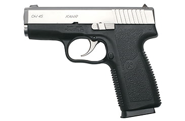 Image of Kahr CW45 Pistol, .45 ACP, 3.64in barrel, black polymer frame, integrated polymer grip, recoil operated semi-automatic, white bar-dot combat, 6 round magazine, KA-CW45-45-3.64-1-FRRMPG