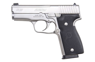 Image of Kahr K9 Pistol, 9mm Luger, 3.5in barrel, stainless steel frame, wraparound textured polymer grip, recoil operated semi-automatic, white bar-dot combat, 7 round magazine, KA-K9-9MM-3.5-1-FRRMPG