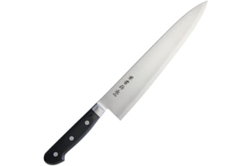 Image of Kanetsune Gyutou 240mm Kitchen Knives, Kitchen Series, 14.75in Overall, 9.5in Satin Aus-10A SS Blade, Black Wood Handle, SS Bolster, Full Tang, Black, KC-121